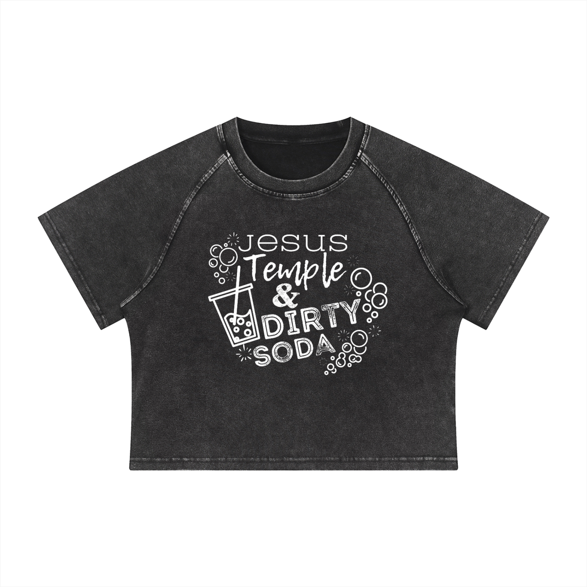 Women's Jesus, Temple, Dirty Soda Crop T-Shirt
